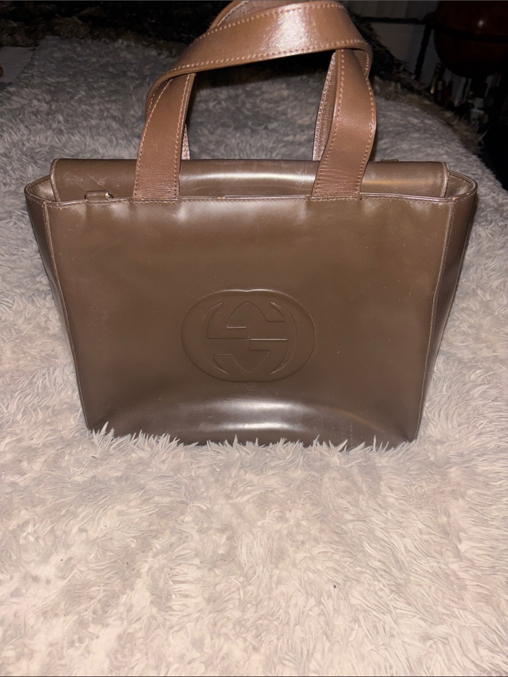 Brown Leather Like Logo HandBag
